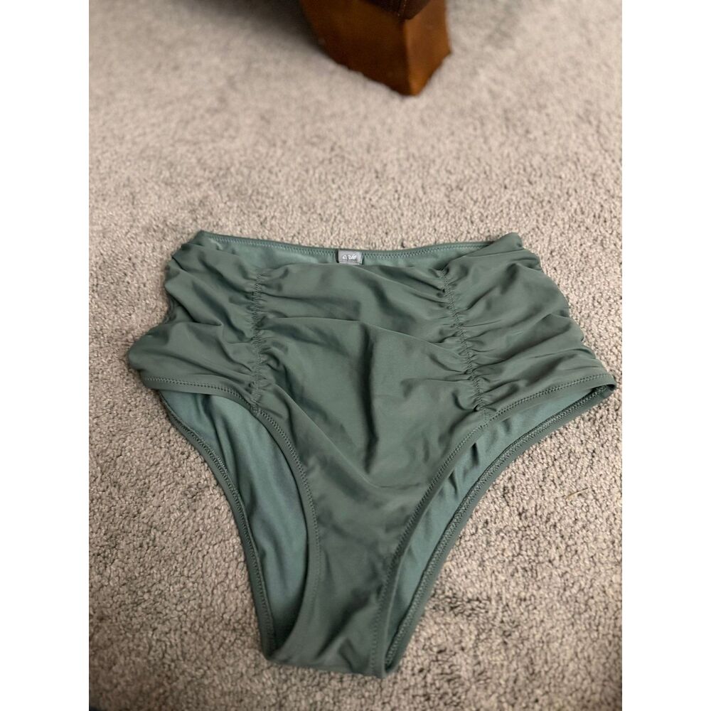 Aerie High Rise Dark Sage Swimsuit Bottoms NWOT Size M